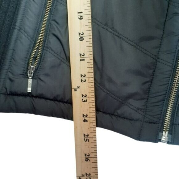 Prana Womens Quilted Jacket M Black With Sherpa‎ Collar & Zipper Pockets - Picture 2 of 6